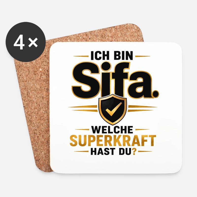 Ich bin Sifa – Welche Superkraft hast du? - Untersetzer (4er-Set) - Weiß