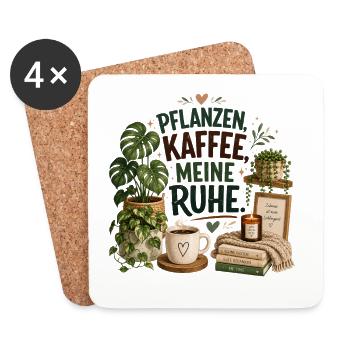 Pflanzen - Kaffee - Ruhe - Untersetzer (4er-Set) - Weiß - Vorne