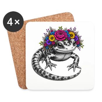 Couronne de Salamandres de la Flore - Dessous de verre (lot de 4) - blanc - Devant