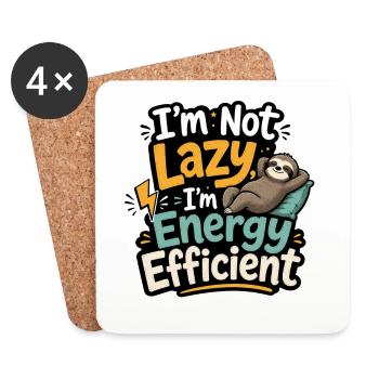 Humour de paresseux économe en énergie - Dessous de verre (lot de 4) - blanc - Devant
