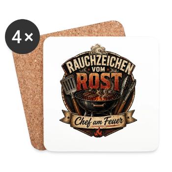 Rauchzeichen vom Rost – Lustiges Grill Motiv - Untersetzer (4er-Set) - Weiß - Vorne