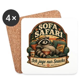 Sofa Safari – Lustiges Couch Motiv - Untersetzer (4er-Set) - Weiß - Vorne
