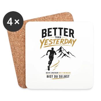Besser als Gestern Berglauf - Untersetzer (4er-Set) - Weiß - Vorne