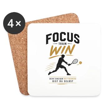Fokus Train Win Tennis Design - Untersetzer (4er-Set) - Weiß - Vorne
