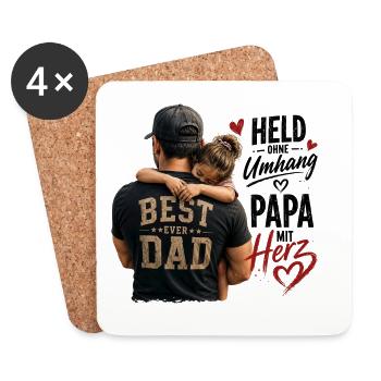 Best Dad Ever Herzumarmung - Untersetzer (4er-Set) - Weiß - Vorne