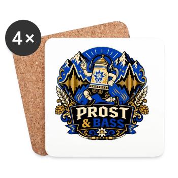 Chope de bière avec casque – Festival de musique - Dessous de verre (lot de 4) - blanc - Devant