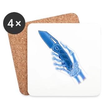 Blue X-ray knife in hand - Coasters (set of 4) - white - Front