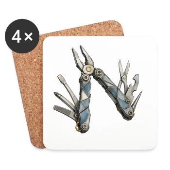 Blue Mech Multitool Pattern - Coasters (set of 4) - white - Front