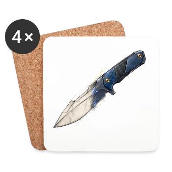 Skizzierter Dagger mit blauer Klinge - Untersetzer (4er-Set) - Weiß - Vorne