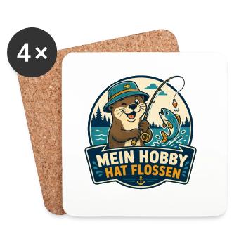 Mein Hobby hat Flossen – Angel-Otter - Untersetzer (4er-Set) - Weiß - Vorne