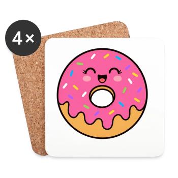 Kawaii Donut Lächeln Print - Untersetzer (4er-Set) - Weiß - Vorne