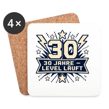 30 Jahre – Level läuft - Untersetzer (4er-Set) - Weiß - Vorne