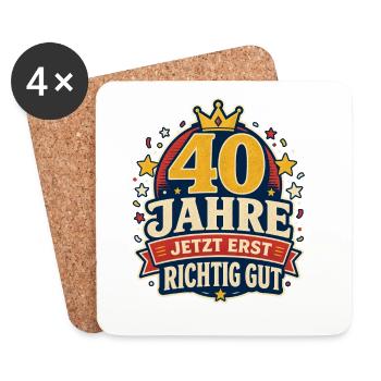 40 Jahre – Jetzt erst richtig gut - Untersetzer (4er-Set) - Weiß - Vorne