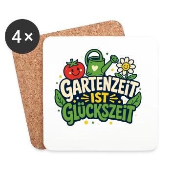 Gartenzeit ist Glückszeit - Untersetzer (4er-Set) - Weiß - Vorne