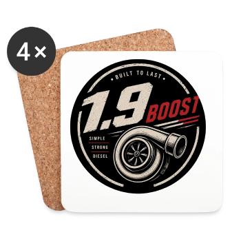 Turbo 1.9 Boost Diesel Badge - Untersetzer (4er-Set) - Weiß - Vorne