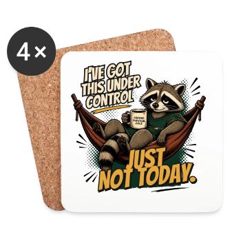 Waschbär entspannt: Just Not Today - Untersetzer (4er-Set) - Weiß - Vorne