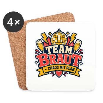 Team Braut Chaos mit Plan JGA - Untersetzer (4er-Set) - Weiß - Vorne