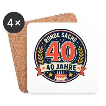 40. Geburtstag Runde Sache - Untersetzer (4er-Set) - Weiß - Vorne