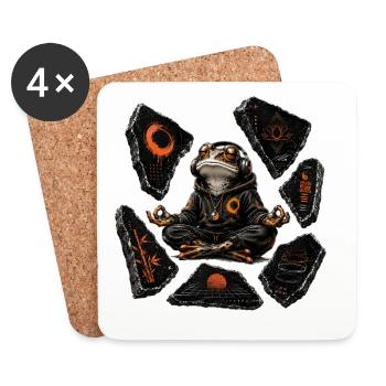 Meditating Frog Pullover Hoodie Zen - Coasters (set of 4) - white - Front