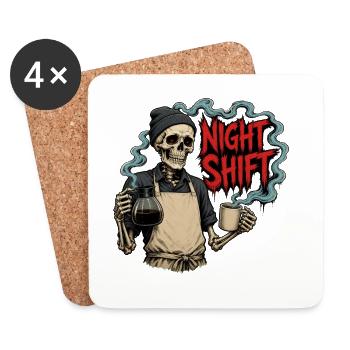 Night Shift Coffee – Barista Skeleton Night Shift - Coasters (set of 4) - white - Front