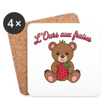 L'ours aux fraises - Dessous de verre (lot de 4) - blanc - Devant