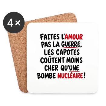 Faites l’amour, pas la guerre - Dessous de verre (lot de 4) - blanc - Devant