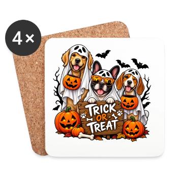 Halloween Dogs Trick or Treat - Dessous de verre (lot de 4) - blanc - Devant