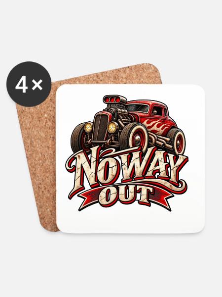 NoWay Out Flammenhotrod - Untersetzer (4er-Set) - Weiß