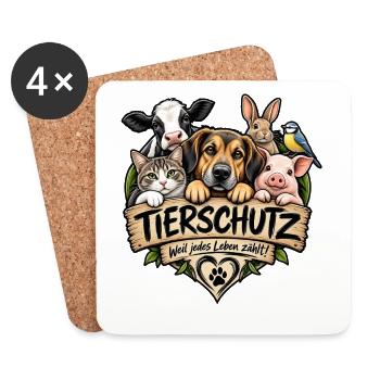 Tierschutz Tierliebe - Untersetzer (4er-Set) - Weiß - Vorne