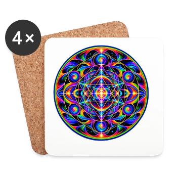 Geometrie Mandala - Untersetzer (4er-Set) - Weiß - Vorne