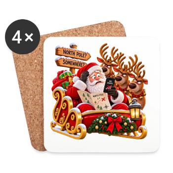 Weihnachtsmann ohne GPS – Kein Signal - Untersetzer (4er-Set) - Weiß - Vorne