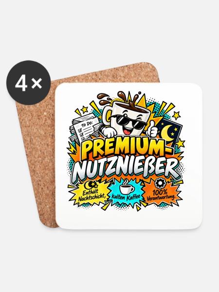 Premium-Nutznießer Kaffeeheld - Untersetzer (4er-Set) - Weiß