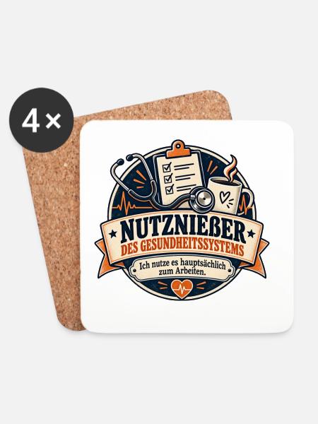 Nutznießer des Gesundheitssystems - Untersetzer (4er-Set) - Weiß