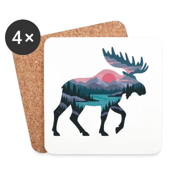 Abendmoose Panorama - Untersetzer (4er-Set) - Weiß - Vorne