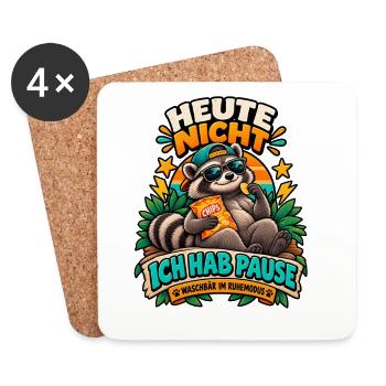 Waschbär Pause - Untersetzer (4er-Set) - Weiß - Vorne