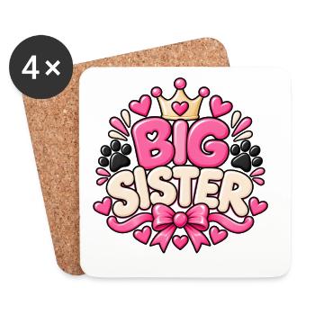 Big Sister – Niedliche Hundeschwangerschaftsankündigung - Untersetzer (4er-Set) - Weiß - Vorne
