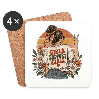 "Girls Support Girls" - Untersetzer (4er-Set) - Weiß - Vorne