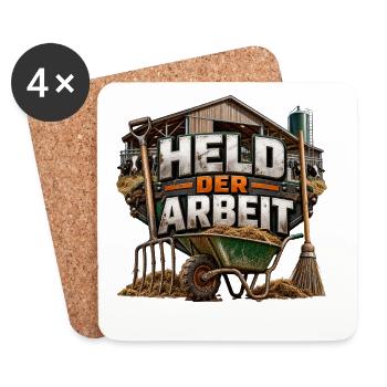 Held der Arbeit Bauernhofmotivation - Untersetzer (4er-Set) - Weiß - Vorne