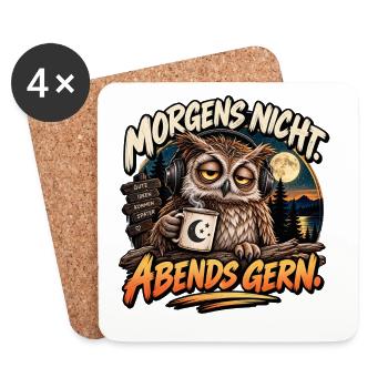 Morgens nicht, Abends gern - Untersetzer (4er-Set) - Weiß - Vorne