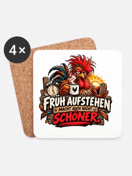 Früh aufstehen. - Untersetzer (4er-Set) - Weiß