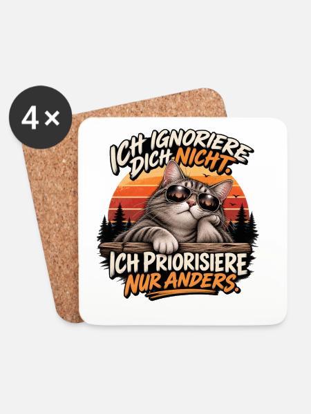 Ich ignoriere dich nicht - Untersetzer (4er-Set) - Weiß