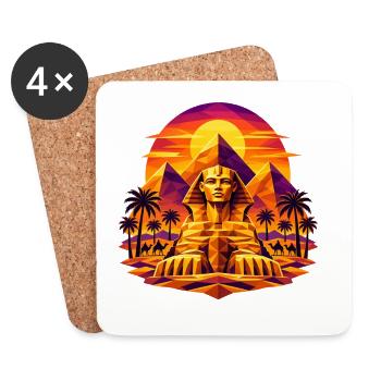 Sphinx Sonnenuntergang – Gizeh - Untersetzer (4er-Set) - Weiß - Vorne