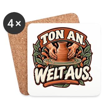 Ton an. Welt aus. Töpfern / Keramik - Untersetzer (4er-Set) - Weiß - Vorne