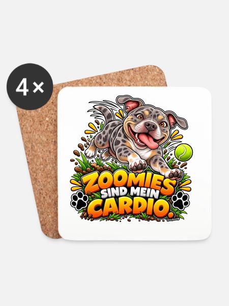 Zoomies sind mein Cardio - Untersetzer (4er-Set) - Weiß