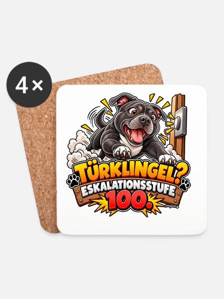 Türklingel und Hundechaos - Untersetzer (4er-Set) - Weiß