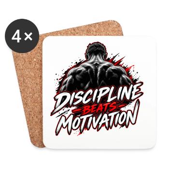 Disziplin Beats Motivation - Untersetzer (4er-Set) - Weiß - Vorne