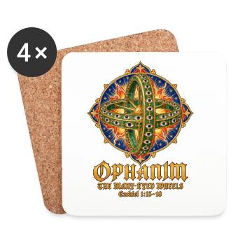 OPHANIM – DIE RÄDER MIT UNZÄHLIGEN AUGEN - Untersetzer (4er-Set) - Weiß - Vorne
