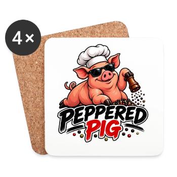 Peppered Pig Kochchef Cartoon - Untersetzer (4er-Set) - Weiß - Vorne