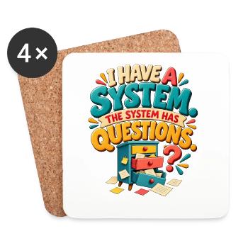 Mein System hat Fragen – lustiges organisiertes Chaos-Hu - Untersetzer (4er-Set) - Weiß - Vorne