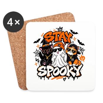 Stay Spooky Halloween Cats & Ghost Streetwear #cat - Untersetzer (4er-Set) - Weiß - Vorne